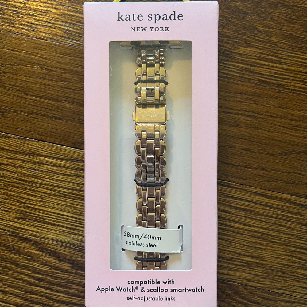 NEW Kate Spade Apple Watch Band Strap Rose Gold Stainless